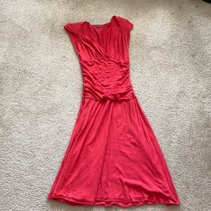 Velvet V Neck Cotton Red Dress Size Small/medium
